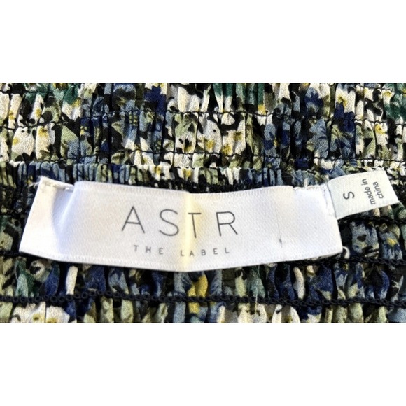 ASTR The Label Tonina Top Puff Sleeve Ruched Bodice in Blue Green Floral Size S - Picture 6 of 7